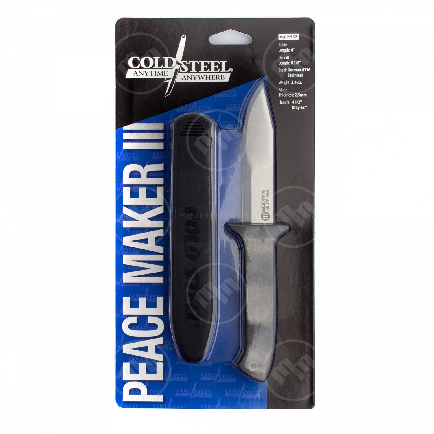 Нож с фиксированным клинком «Peace Maker III», длина клинка: 10,0 см, материал клинка: сталь 1. 4116, материал рукояти: полипропилен, CS_20PBSZ, COLD STEEL, США Нож с фиксированным клинком «Peace Maker III», длина клинка: 10,0 см, материал клинка: сталь 1. 4116, материал рукояти: полипропилен, CS_20PBSZ, COLD STEEL, США
